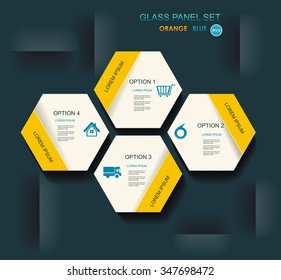 Modern infographics set with Hexagonal abstract 3d cells. Diagram and Time Line design. Vector