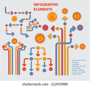 Conjunto de infografías modernas. Diseño de líneas de tiempo y flechas. Vector
