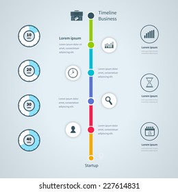 Modern infographics set. Timeline Infographic business. With set of Icons. Vector design