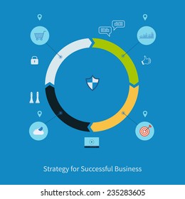 Modern infographics set. Vector illustration icons set of Strategy for Successful Business.