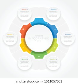 
Modern infographics. With six options, steps, designation or criteria. An illustration is done on a gray-white background in a color style, the numbering is carried out in a Roman manner.