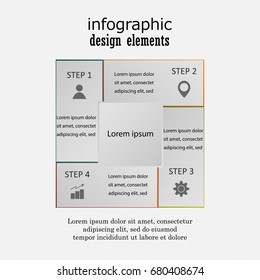 Modern Infographics template with 4 options. Can be used for workflow layout, diagram, number and step up options, web design. Infographics background.