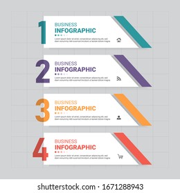 Modern Infographics template 4 steps with rectangle banner.