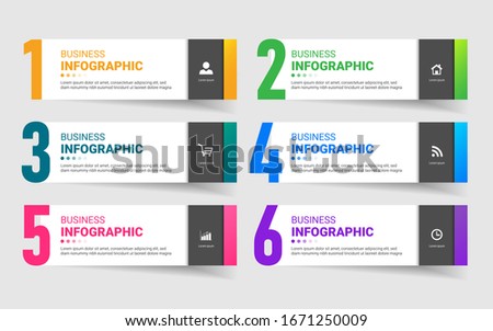 Modern Infographics template 6 options with rectangle banner.
