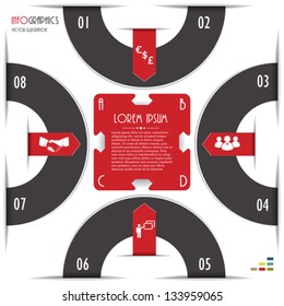 Modern Infographics template for business design with numbers. Vector illustration. Six color included