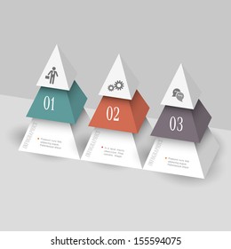 Modern infographics template in form pyramids. Vector design in minimal style 