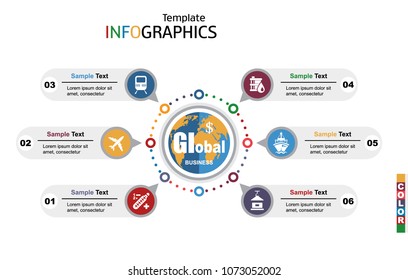 Modern infographics template, global business, science and technology. vector illustration