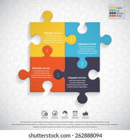 Modern infographics template on puzzle background. EPS 10 vector.