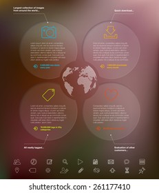 Modern infographics template with place for your text and collection of icons. Vector illustration.