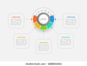 Modern infographics template. Presentation business infographic with 5 options. Vector design for brochure, diagram, schedule, workflow, web design, annual report.