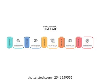 Moderna Plantilla de infografías. Proceso de línea de tiempo con 5 iconos de marketing, pasos, opciones y diseño de círculos. Ilustración vectorial.