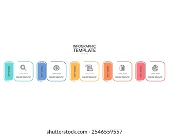 Modern infographics template. Timeline process with 5 marketing icons, steps, options, and circles design. Vector illustration.