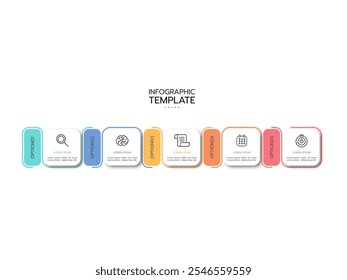 Moderna Plantilla de infografías. Proceso de línea de tiempo con 5 iconos de marketing, pasos, opciones y diseño de círculos. Ilustración vectorial.