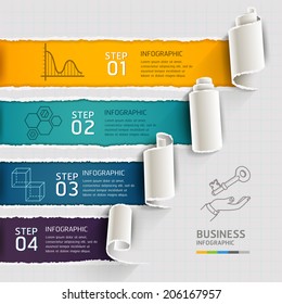 Modern infographics template torn paper style. Vector illustration. can be used for workflow layout, diagram, number options, step up options, banner, web design 