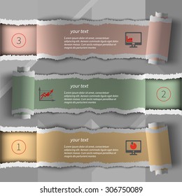 Modern infographics template torn paper style
