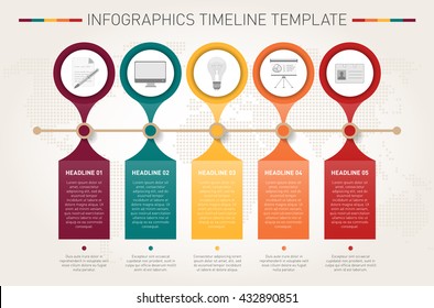 Modern infographics timeline template. Vector illustration.