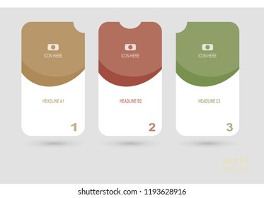 Modern infographics vector template for business with three color steps.