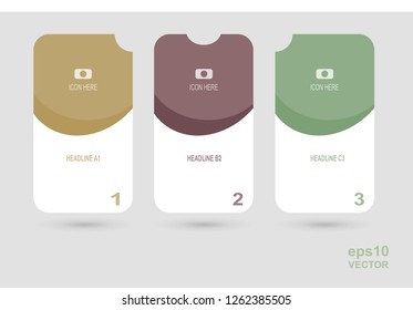 Modern infographics vector template for business with three color steps.