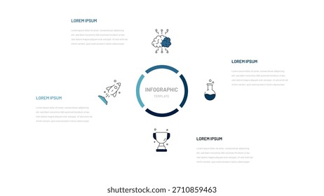 Moderne Infografiken mit Visualisierung von 4 Stufen, Zeitleiste. Moderne Grafik der Marketing-Tools. Für Präsentationen, Website, Broschüren