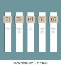 Modern infographics white web design template. Vertical paper numbered banners. Vector EPS10
