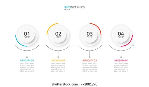 Modern Infographics.Timeline with 4 steps, circles, arrows. can be used for workflow layout, diagram, annual report, web design.Vector eps10 illustration.