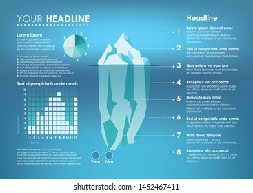 Modern infograpic design with iceberg illustration. Vector image.