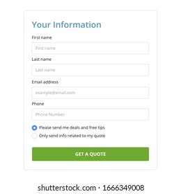 Modern Information Contact Form Ui Website Components