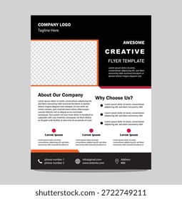 Modern Information Flyer Template with Balanced Design. This modern information flyer template features a balanced design that enhances readability and visual appeal. The layout includes clearly defined areas for text and imagery, allowing smooth presentation of content. Designed for both print and digital use, it fits a wide range of promotional and informational purposes. Customizable elements make it suitable for different visual styles.

Creative business flyer template design Page Page layout for company profile advertising brochure isolated on transparent background