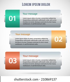 Modern information horizontal banner. Vector illustration eps 10 with cylinder design elements on textured white background. can be used for number options, web banner template, workflow