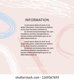 Modern information template, greeting/invitation card design in pink pastel color. Memphis layout graphic
