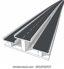 Modern infrastructure graphic showing elevated roadway development.