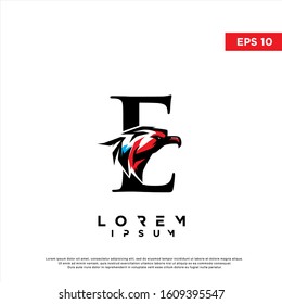 modern inital letter e eagle logo. simple icon, template design
