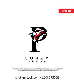 modern inital letter p eagle logo. simple icon, template design