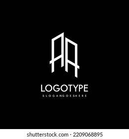 Moderna letra inicial del logotipo AA concepto de diseño sencillo y creativo