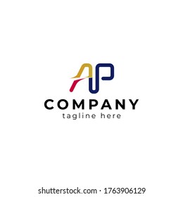 plantilla de diseño de logotipo de letras AP iniciales modernas
