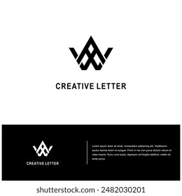modern initial AW logo design. geometric WA vector monogram template