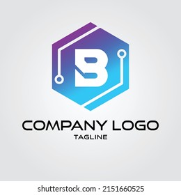 Modern initial Crypto currency B Tech Initial logo blockchain vector