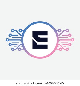 Modern initial Crypto currency E Tech Initial logo blockchain abstract premium luxury vector