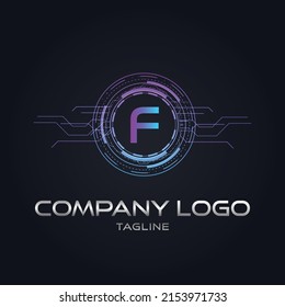 Modern initial Crypto currency F Tech Initial logo blockchain vector