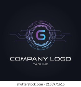Modern initial Crypto currency G Tech Initial logo blockchain vector