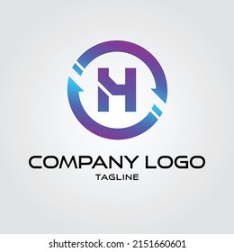 Moderne anfängliche Kryptowährung H Tech Initial Logo Blockchain Vektorgrafik