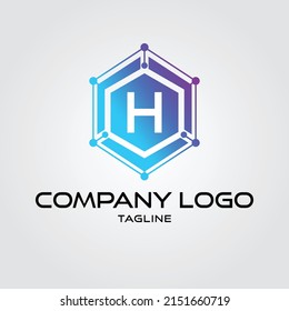 Modern initial Crypto currency H Tech Initial logo blockchain vector