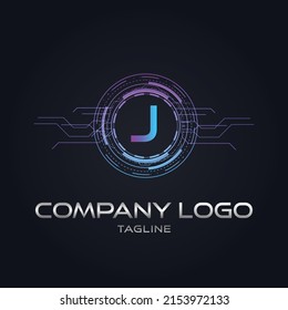 Modern initial Crypto currency J Tech Initial logo blockchain vector