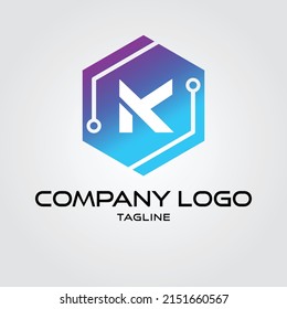 Modern initial Crypto currency K Tech Initial logo blockchain vector