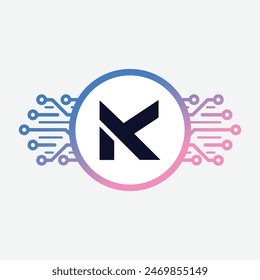 Modern initial Crypto currency K Tech Initial logo blockchain abstract premium luxury vector