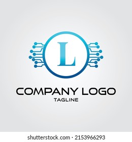 Moderne Crypto-Währung L Tech Initial Logo Blockchain Vektorgrafik