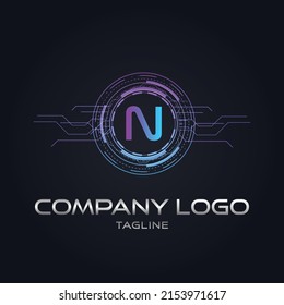 Moderne Kryptowährung N Tech Initial Logo Blockchain Vektorgrafik