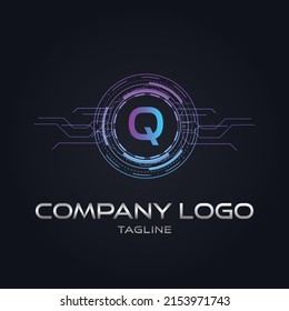 Modern initial Crypto currency Q Tech Initial logo blockchain vector