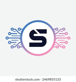 Modern initial Crypto currency S Tech Initial logo blockchain abstract premium luxury vector