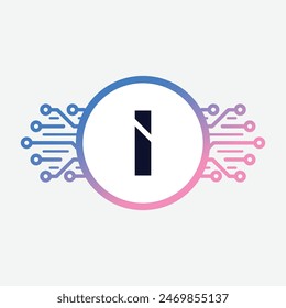 Modern initial Crypto currency I Tech Initial logo blockchain abstract premium luxury vector